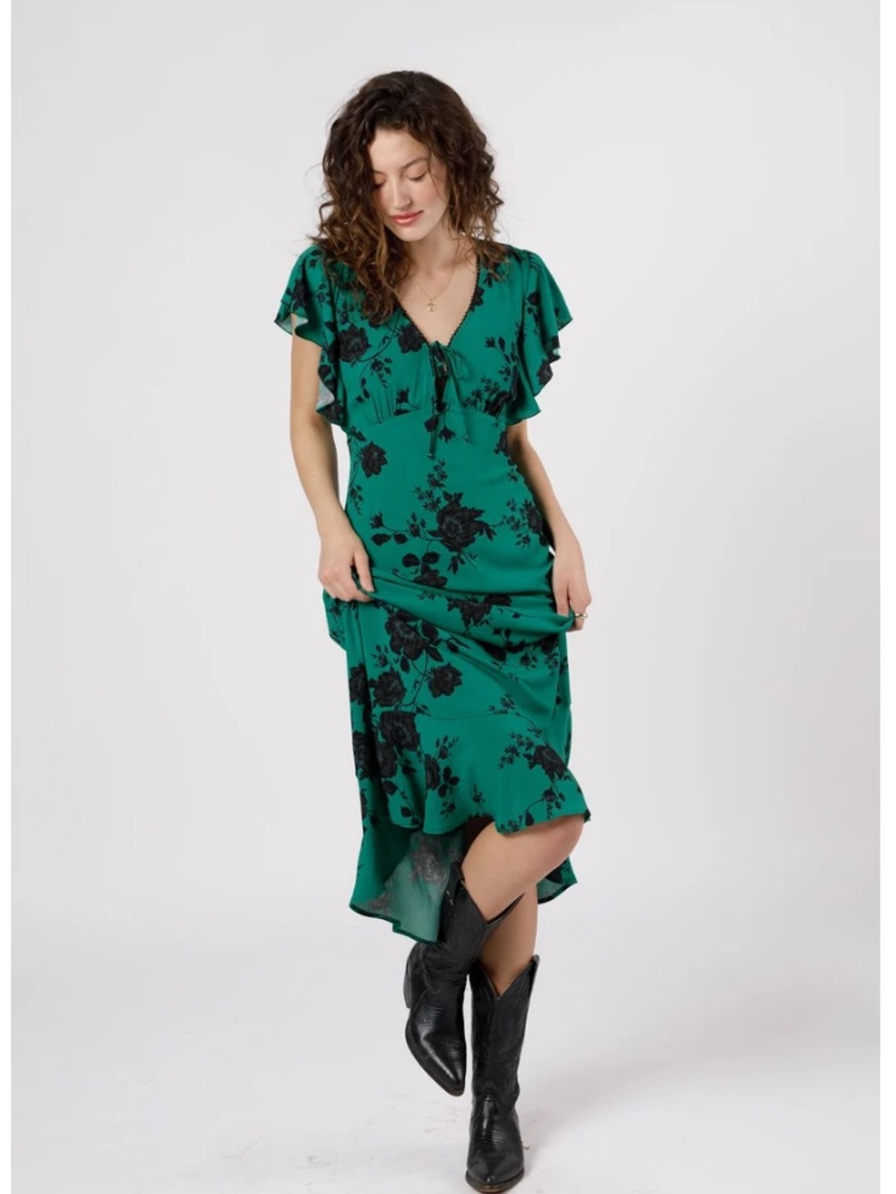 Band of the free Reba Emerald Floral Maxi Dress S